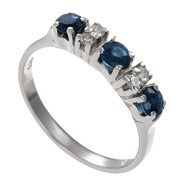 Ring, 14K, Weißgold, Saphire, Diamanten