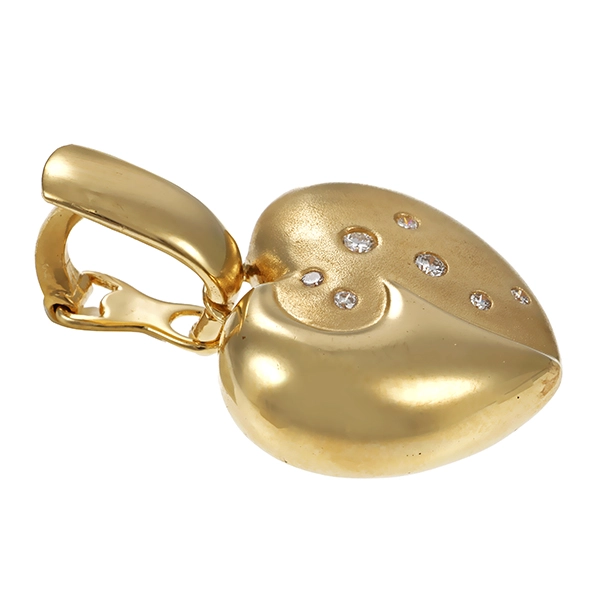Anhänger, 14K, Gelbgold, Brillanten, Herz