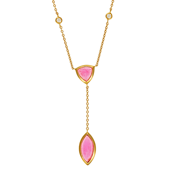 Collier, 18K, Gelbgold, Turmalin, Brillant