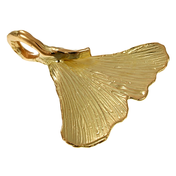 Anhänger, 14K, Gelbgold, Ginkgo