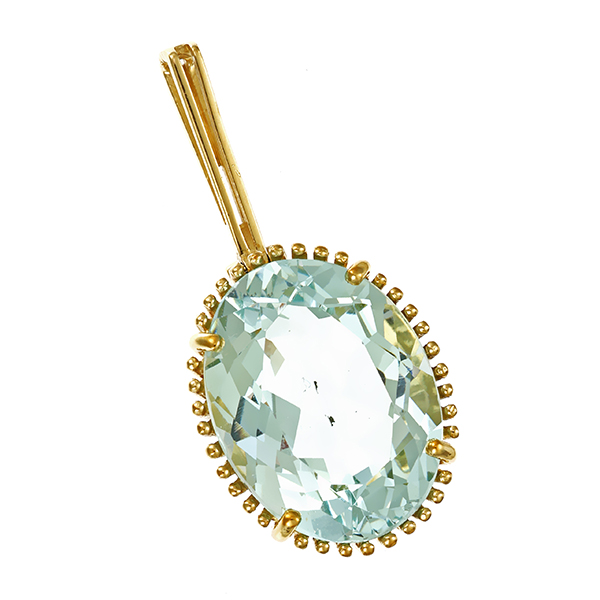 Anhänger, 14K, Gelbgold, Aquamarin