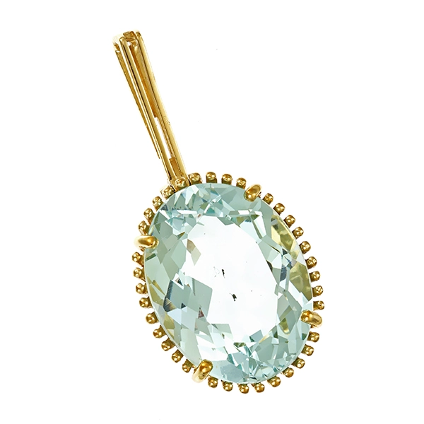 Anhänger, 14K, Gelbgold, Aquamarin