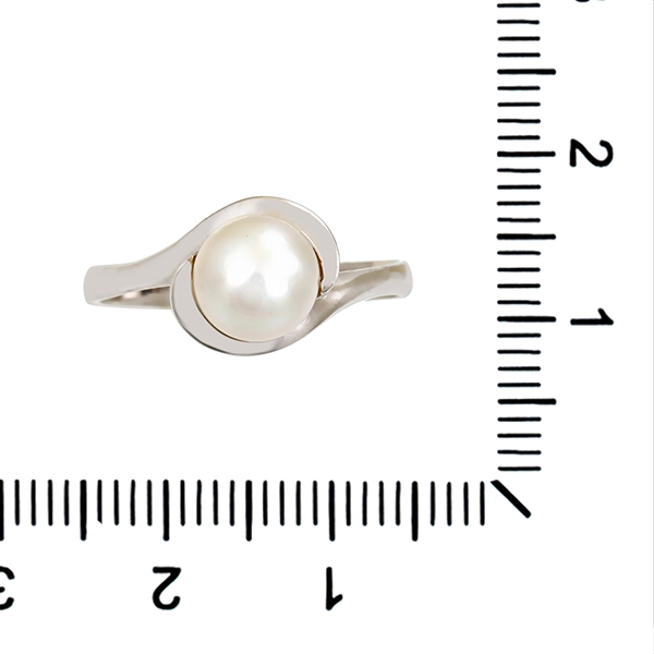 Ring, 18K, Weißgold, Perle