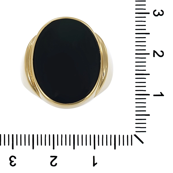 Herrenring, 14K, Gelbgold, Onyx