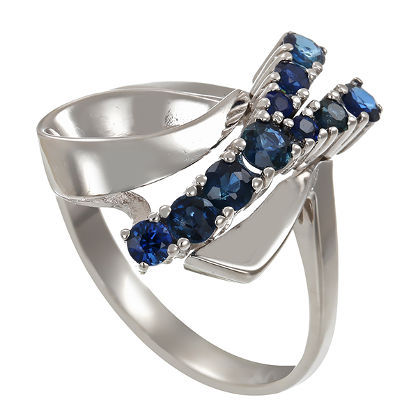 Ring, 14K, Weißgold, Saphire