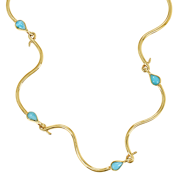 Collier, 14K, Gelbgold, Larimar