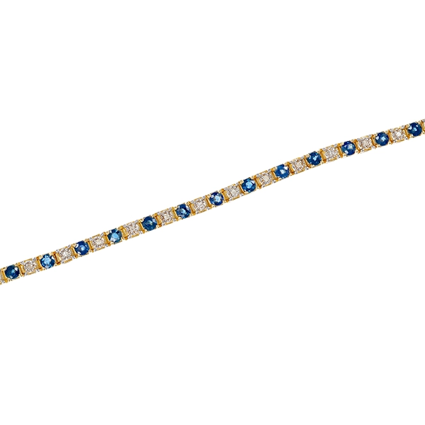 Armband, 14K, Gelb-/Weißgold, Saphire, Diamanten
