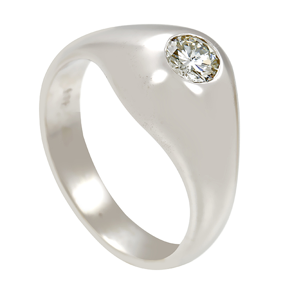 Herrenring, 14K, Weißgold, Brillant 0,50 ct