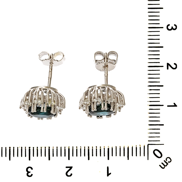 Ohrstecker, 14K, Weißgold, Brillant, Saphir