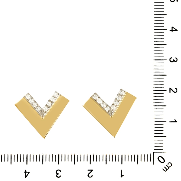 Ohrstecker, 14K, Gelb-/Weißgold, Brillanten