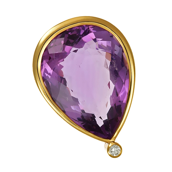 Anhänger, 18K, Gelbgold, Amethyst, Brillant