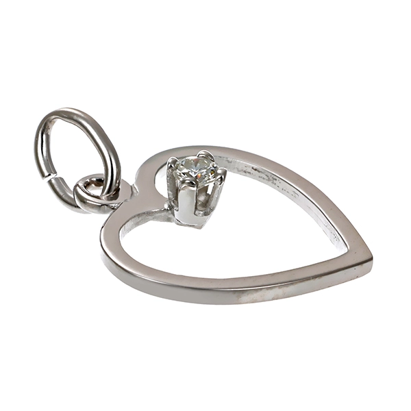 Anhänger, 14K, Weißgold, Brillant, Herz