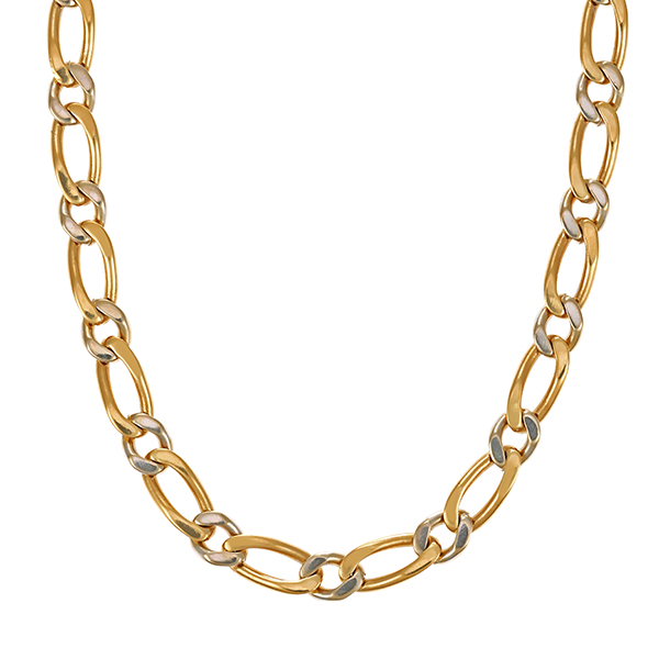 Kette, 14K, Gelb-/Weißgold, Panzer-