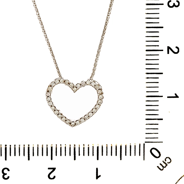 Collier, 9K, Weißgold, Brillanten, Herz