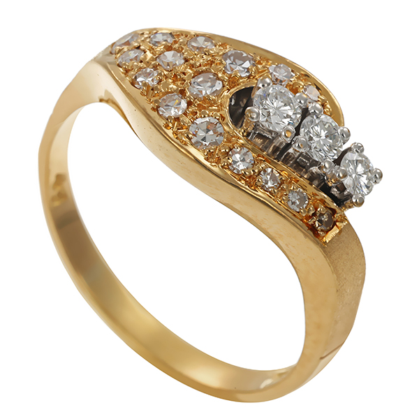 Diamantring, 18K, Gelb-/Weißgold, Diamanten, Brillanten
