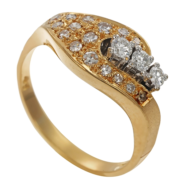 Diamantring, 18K, Gelb-/Weißgold, Diamanten, Brillanten
