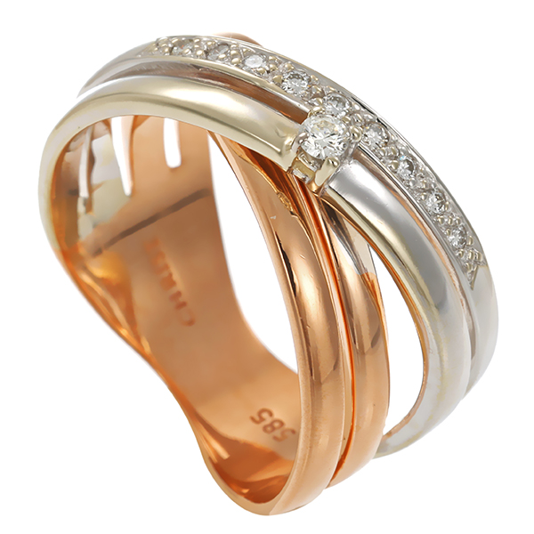 Diamantring, 14K, Weiß-/Rotgold, Brillanten