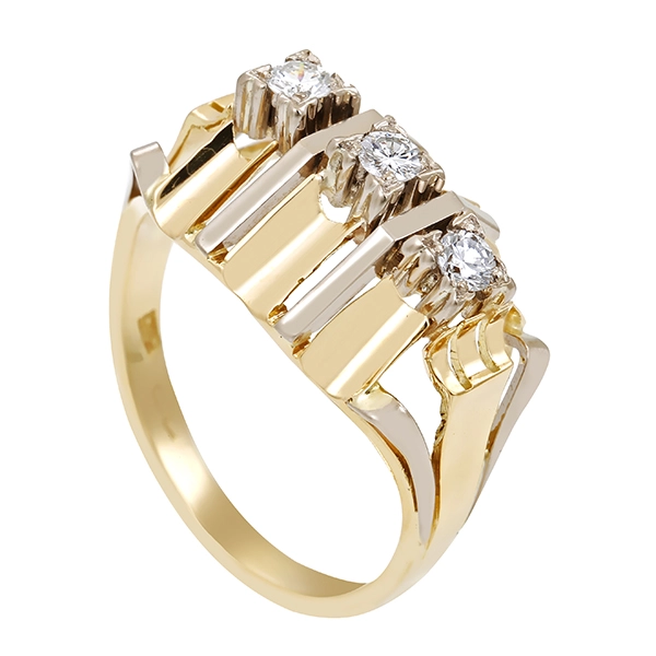 Brillantring, 14K, Gelb-/Weißgold