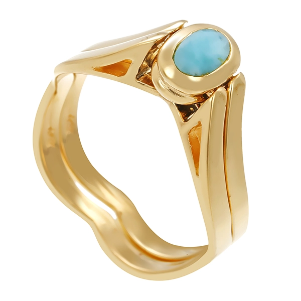 Wendering, 14K, Gelbgold, Onyx, Larimar