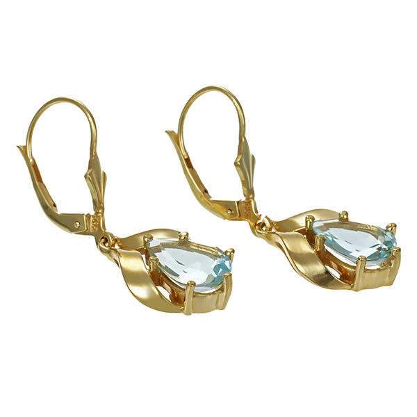 Ohrhänger, 14K, Gelbgold, Aquamarin