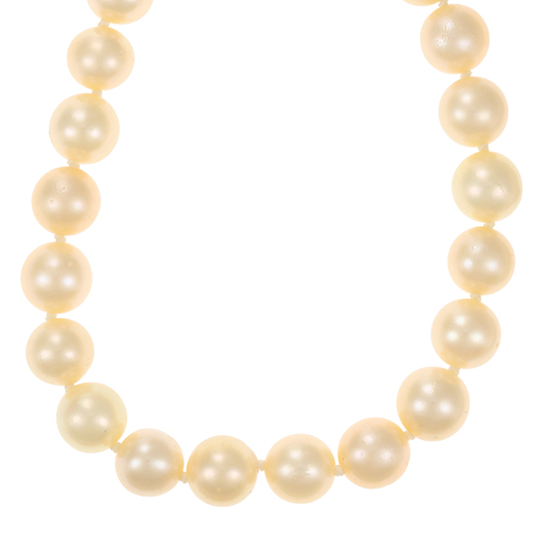 Perlenkette, 18K, Gelb-/Weißgold, Brillanten
