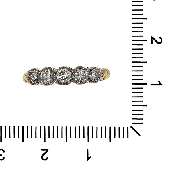 Brillantring, 14K, Gelb-/Weißgold, Antikstil
