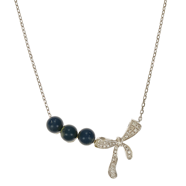 Collier, 18K, Weißgold, Diamanten, Schmucksteine