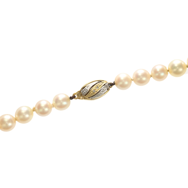Perlenkette, Schließe 14K, Gelb-/Weißgold, Perlen