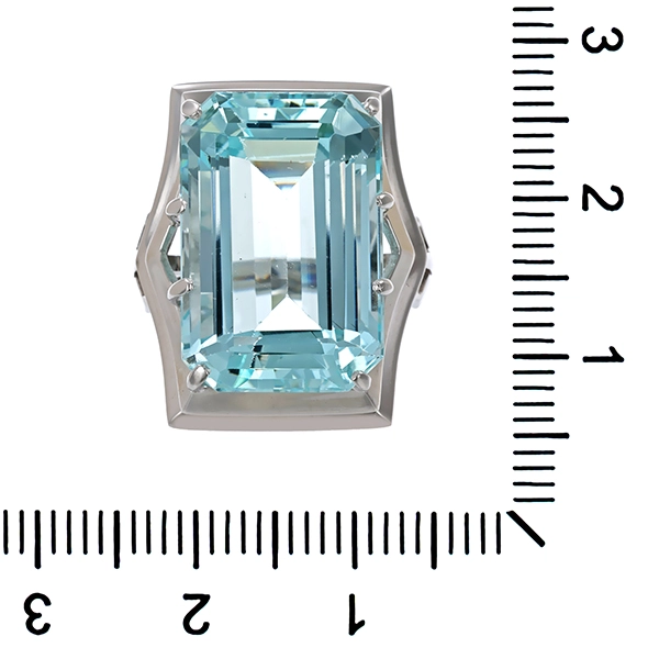 Ring, 14K, Weißgold, Aquamarin