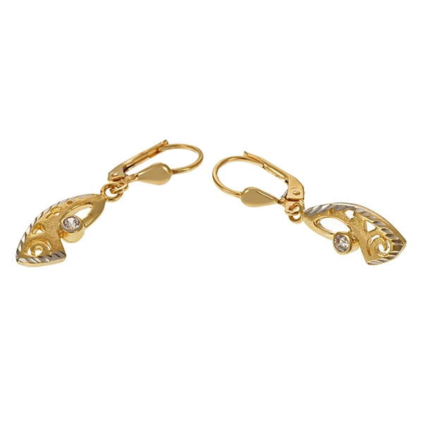 Ohrhänger, 14K, Gelb-/Weißgold, Zirkonia