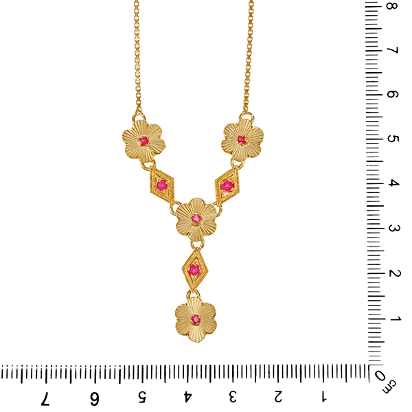 Collier, 18K, Gelbgold, Rubine