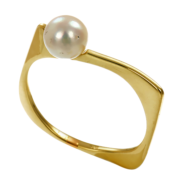 Ring, 14K, Gelbgold, Perle