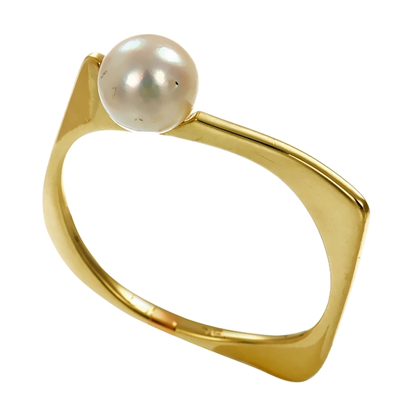 Ring, 14K, Gelbgold, Perle