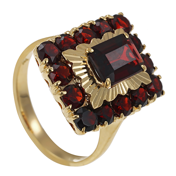 Ring, 14K, Gelbgold, Granat