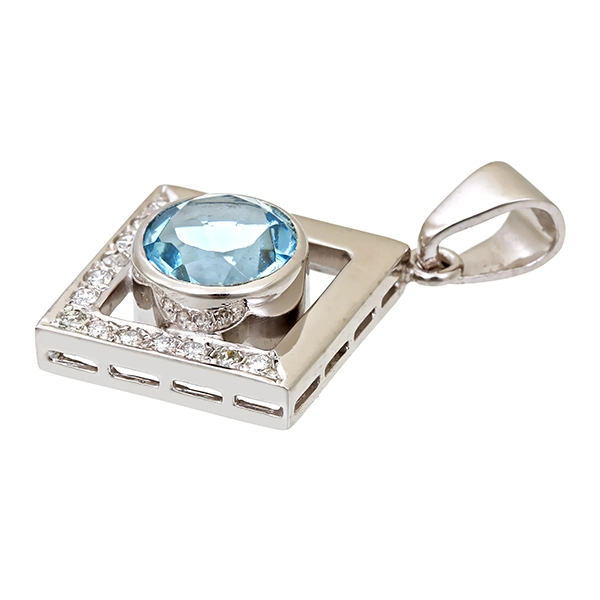 Anhänger, 18k, Weißgold, Brillant, synthetischer Spinell