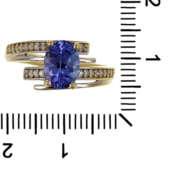 Ring, 18K, Weißgold, Tansanit, Diamanten