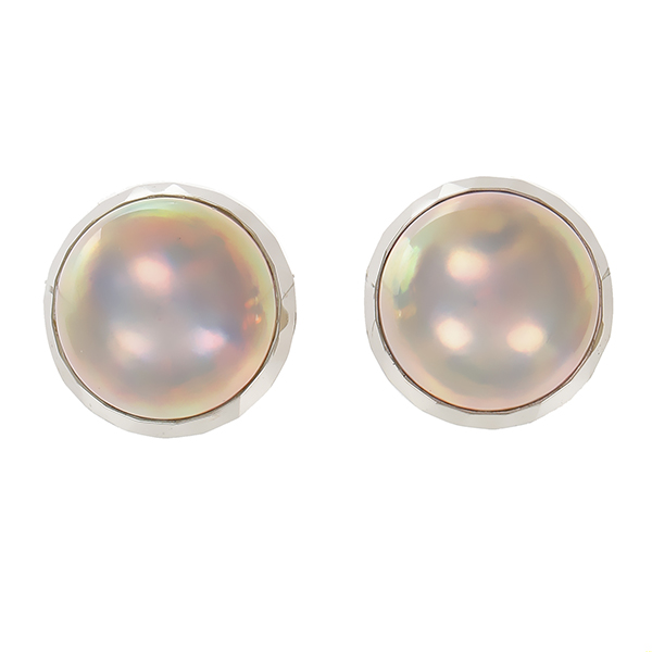 Ohrstecker, 18K, Weißgold, Mabe-Perlen 