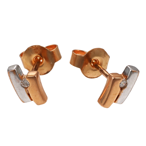Ohrstecker, 14K, Weiß-/Rotgold, Brillanten