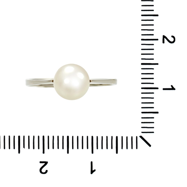 Ring, 18K, Weißgold, Perle