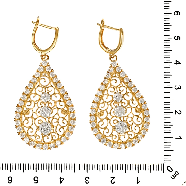 Ohrhänger, 14K, Gelbgold, Zirkonia