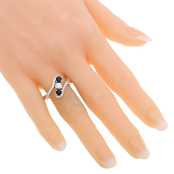 Ring, 14K, Weißgold, Saphire, Brillant
