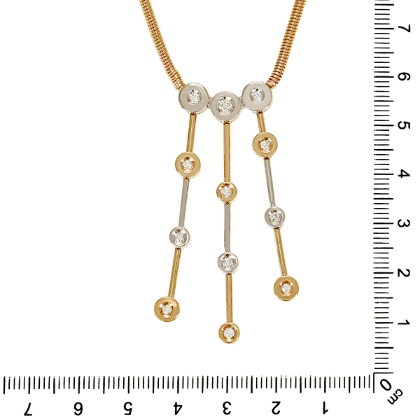 Collier, 14K, Gelb-/Weißgold, Brillanten