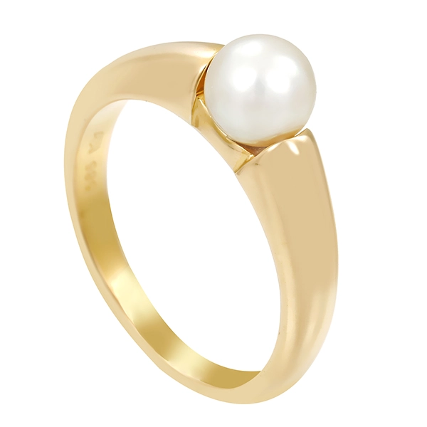 Ring, 14K, Gelbgold, Zuchtperle