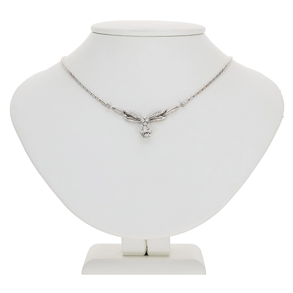 Collier, 14K, Weißgold, Diamanten, Brillanten