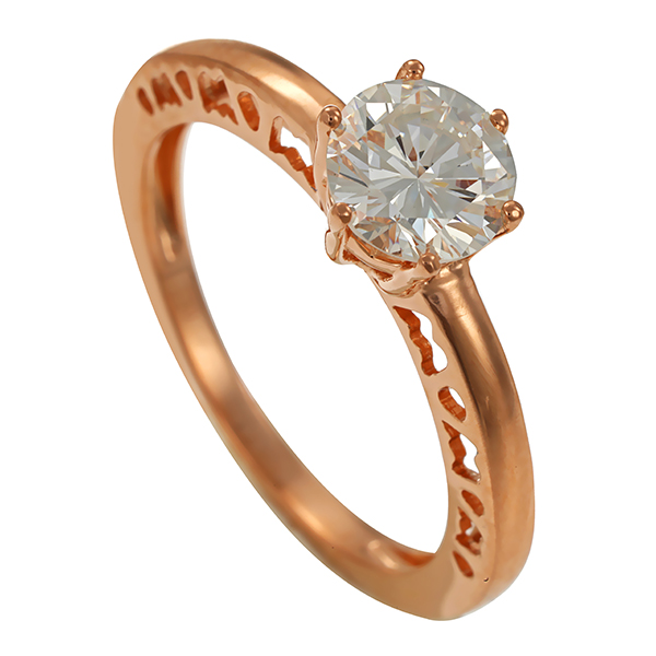 Diamantring, 18K, Rotgold, Brillant 0,82 ct