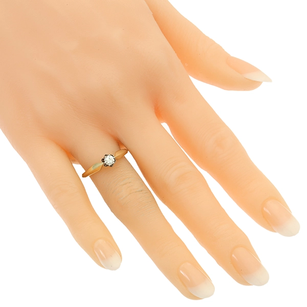 Diamantring, 14K, Gelbgold, Brillant 0,18 ct