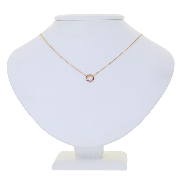 Collier, 14K, Gelbgold, Iolith, Tsavolith, Saphir, Rubin