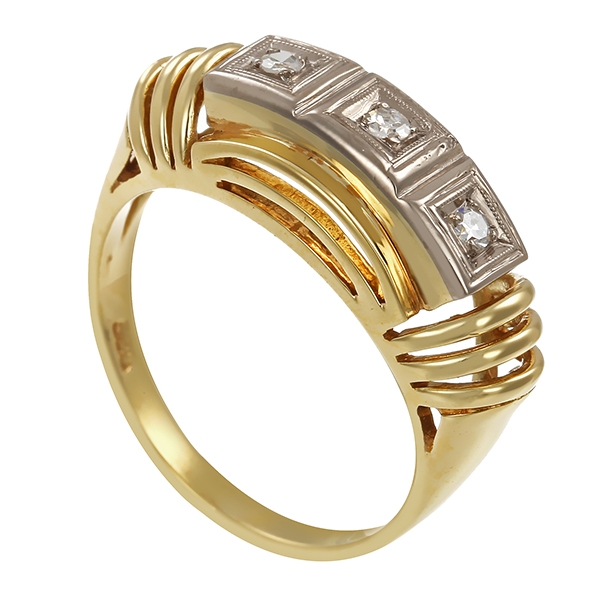 Ring, 14K, Gelb-/Weißgold, Diamanten
