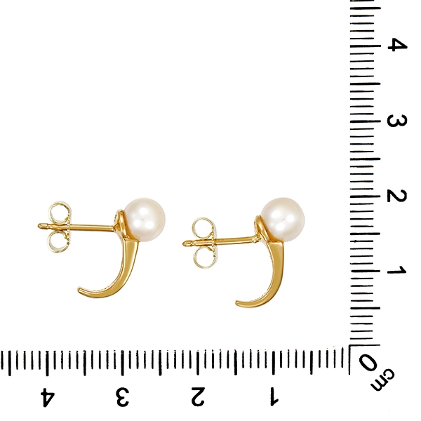 Ohrstecker, 14K, Gelbgold, Perle, Diamant