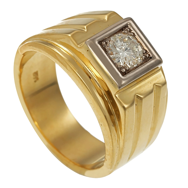 Herrenring, 14K, Gelb-/Weißgold, Brillant 0,50 ct